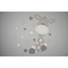 Houten muursticker - Giraf Zazu met sterren/bloemen - oud roze euforie (naam optioneel) (60x60cm)